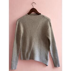 Edited Women’s Rib Sweater | Oatmeal | Small | Asymmetrical | Mock Neck